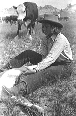 Cowgirl at Montana branding