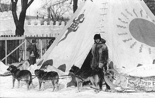 Fred Hartman and part of his dog team in St. Paul