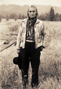 Chief Jim James wearing a fringed jacket