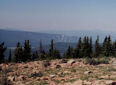 Mount Phillips view south from the southern false summit to Angel Fire Ski Area