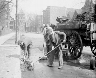 Prisoners from Bridewell Prison cleaning street