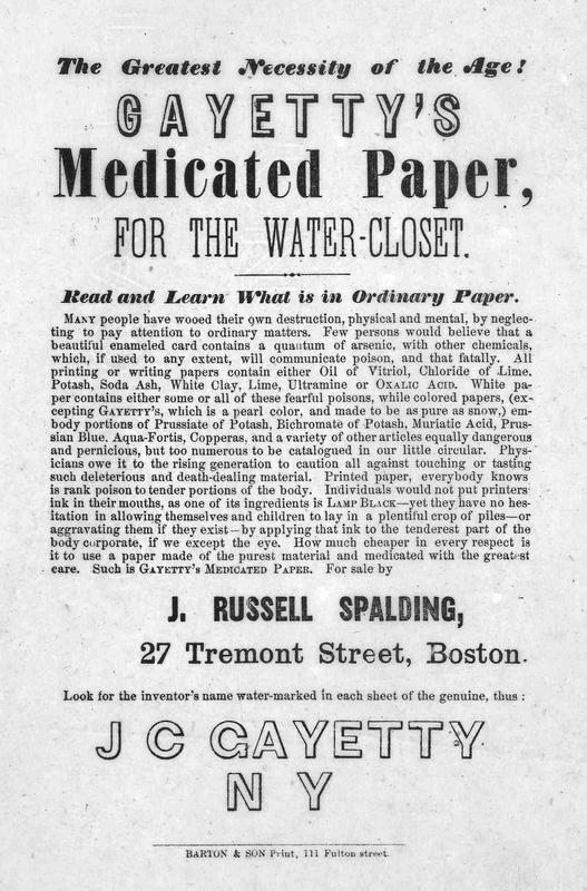 Advertising sheet for Gayetty's Medicated Paper
