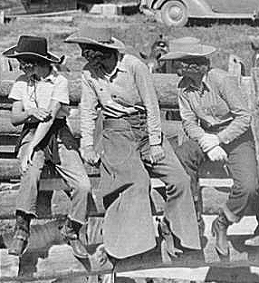 Cowgirls on a fence