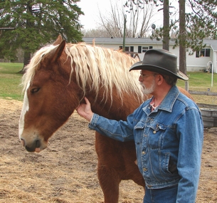 The horse responds by moving its head toward the pressure