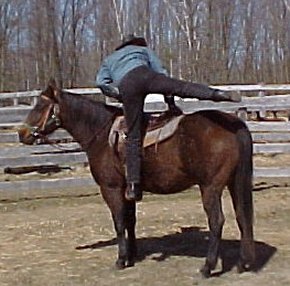 Mounting the first time -- keeping the leg clear of the horse