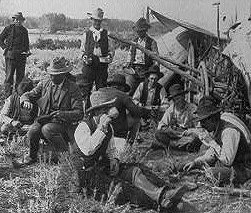 Cowboy dinner on the Yellowstone, 1905